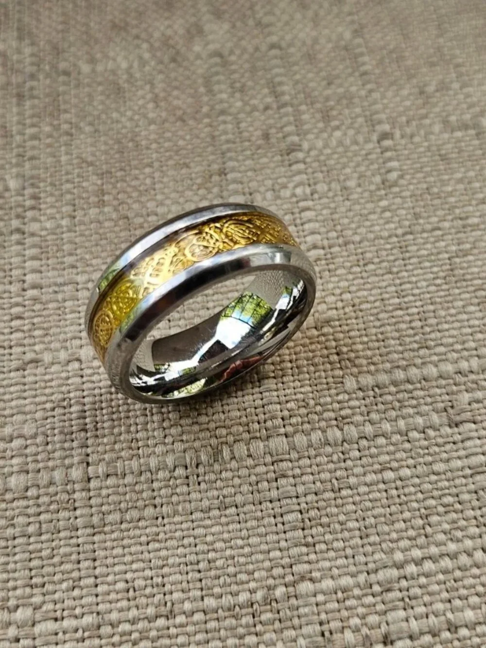 Men Ring Stainless Steel Gunmetal/Gold Tone Fashion Jewelry Finger Band Size 8